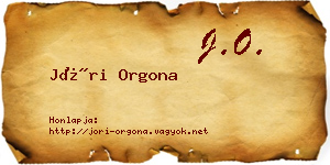 Jóri Orgona névjegykártya